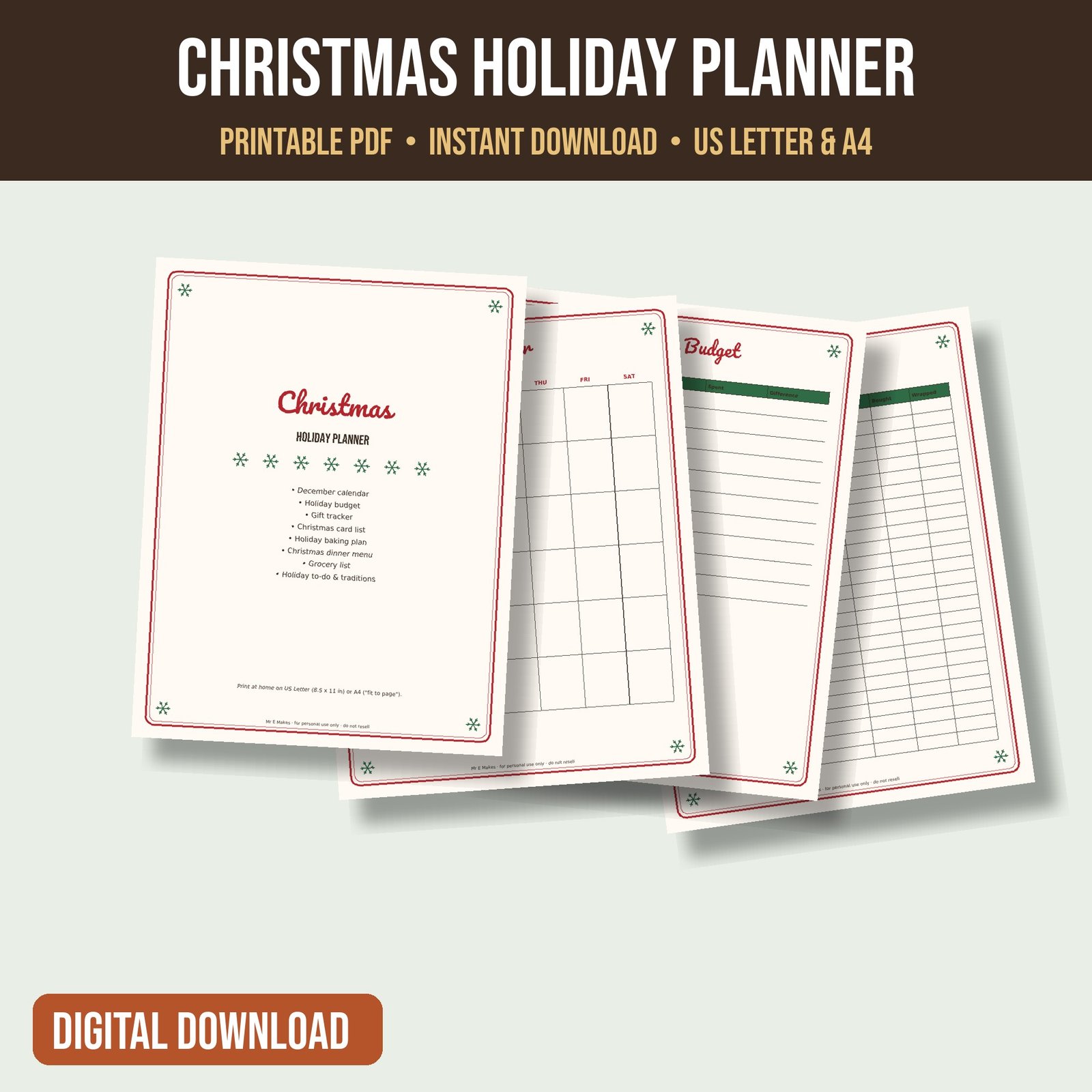 Christmas Holiday Planner