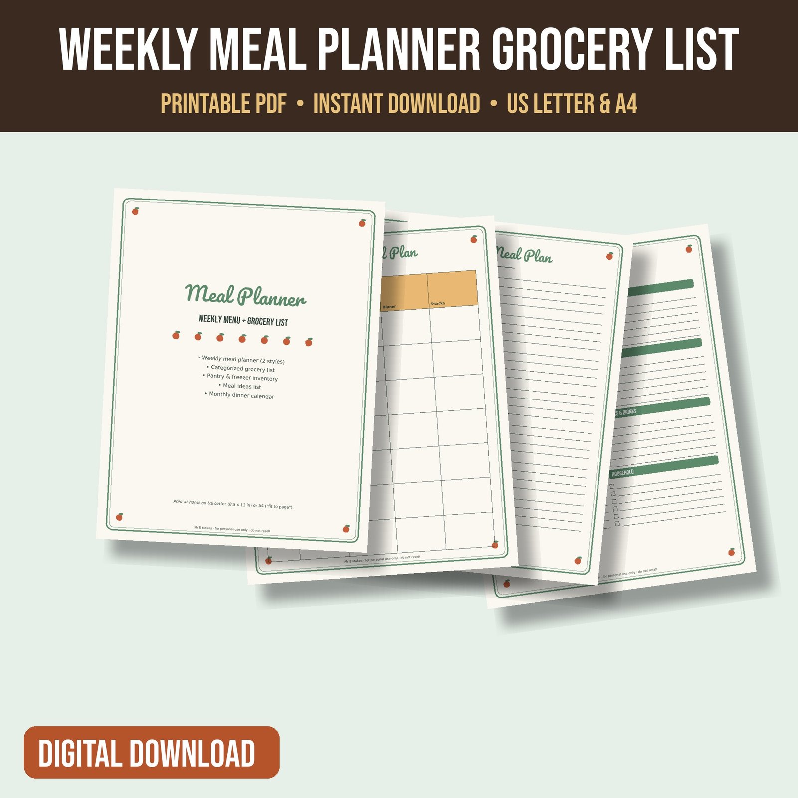 Weekly Meal Planner + Grocery List